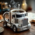thumbnail image 4 of Handcrafted Semi-Truck-Shaped Stainless Steel Mugs: Unique Coffee Cups for Truck Lovers - Black, 4 of 7