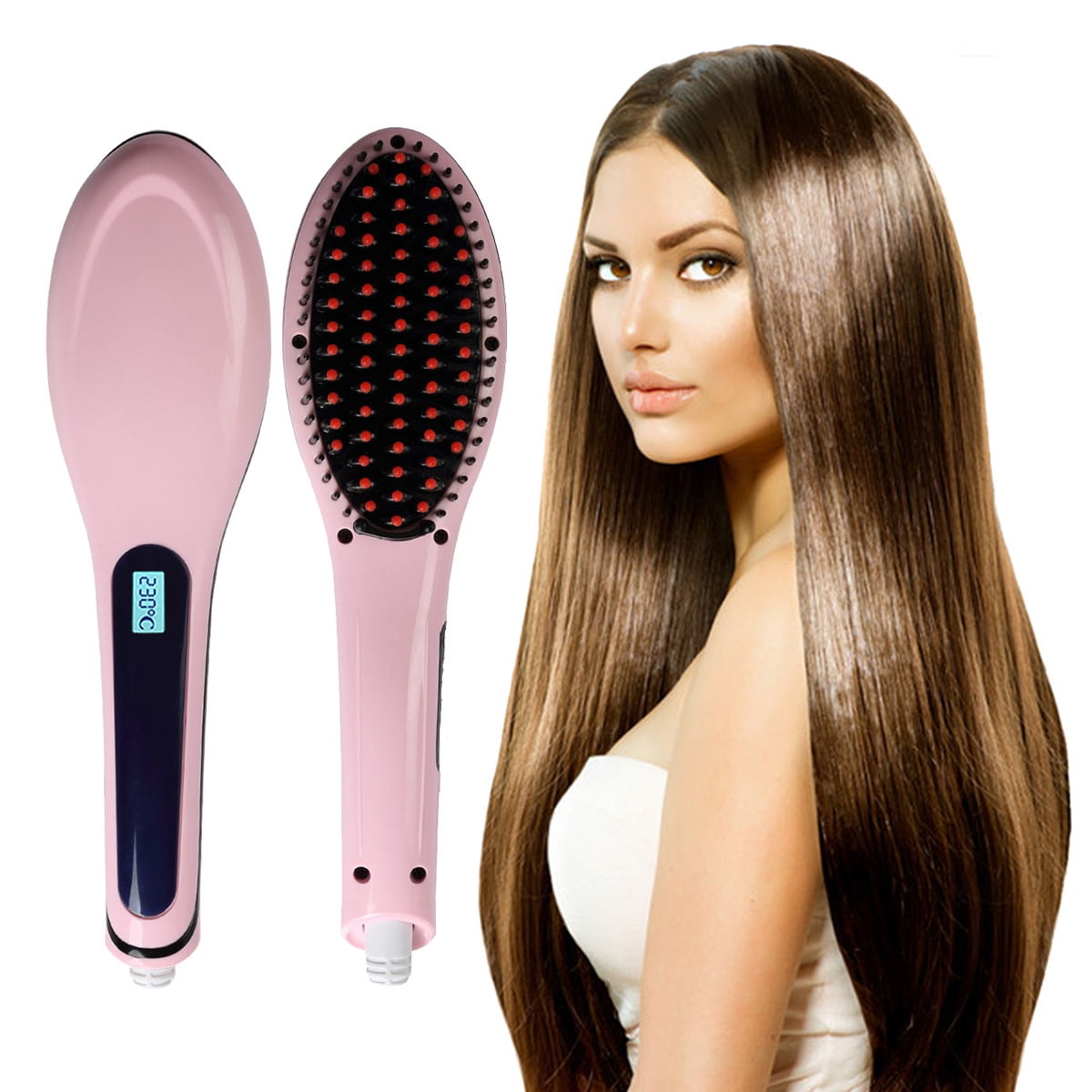 Coastacloud Straightening Brush Digital LCD Electric Hair Straightener