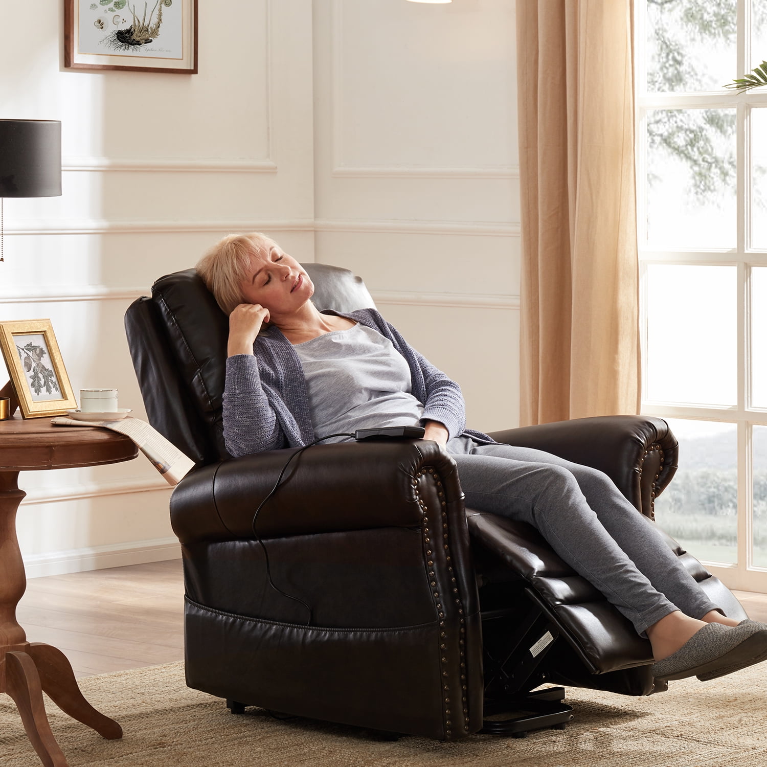 Kepooman PU Leather Power Lift Recliner Chair with Remote Control, Brown Kepooman PU Leather Power Lift Recliner Chair with Remote Control, Brown