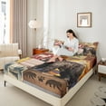 thumbnail image 4 of Feelyou Rustic Farmhouse Bear Full Size Sheets, Retro Patchwork Buffalo Bed Sheets, Western Lake house Sheet Sets, Luxury Bedroom Decor, 4pcs, 4 of 7