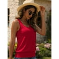 thumbnail image 4 of Women V Neck Tank Tops Summer Ribbed Sleeveless Casual Tops Loose Fit Banded Bottom Shirts, 4 of 7