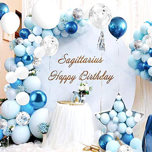 122pcs White Blue Balloon Garland Arch Decorative,Birthday Party Arrangement Baby Shower Wedding Party Supplier Bridal Room Dec