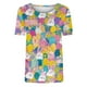thumbnail image 3 of Blusas para las Mujeres Casual Impreso Cuello Redondo Manga Corta Camiseta Top, Tops Cortos para las Mujeres Primavera Verano, 3 of 5