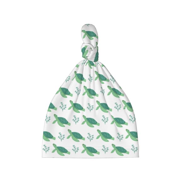 Balery Turtle Pattern Baby Beanie, Knotted Baby Hat, Infant Hat, Newborn Beanie, Adjustable Beanie, Baby Cap, Newborn Headwear