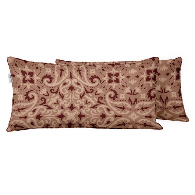 VargottamIndoor/OutdoorPolyester FabricLumbarPillowCover,All-Weather Waterproof Rectangular Cushion Case for Patio Furniture,16" x 24"Set of 2 -Asian Ornamental-32