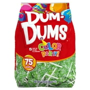 Dum Dums Color Party Lollipops, Bright Green, Sour Apple Flavor, 12.8 oz, 75ct Bag, Allergen Free