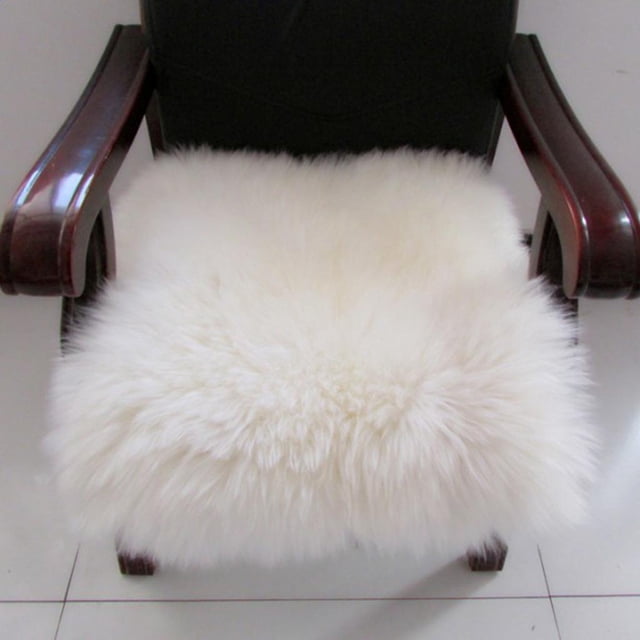 Alfombra de oveja artificial Macarena Cojín esponjoso 40x40cm Blanco