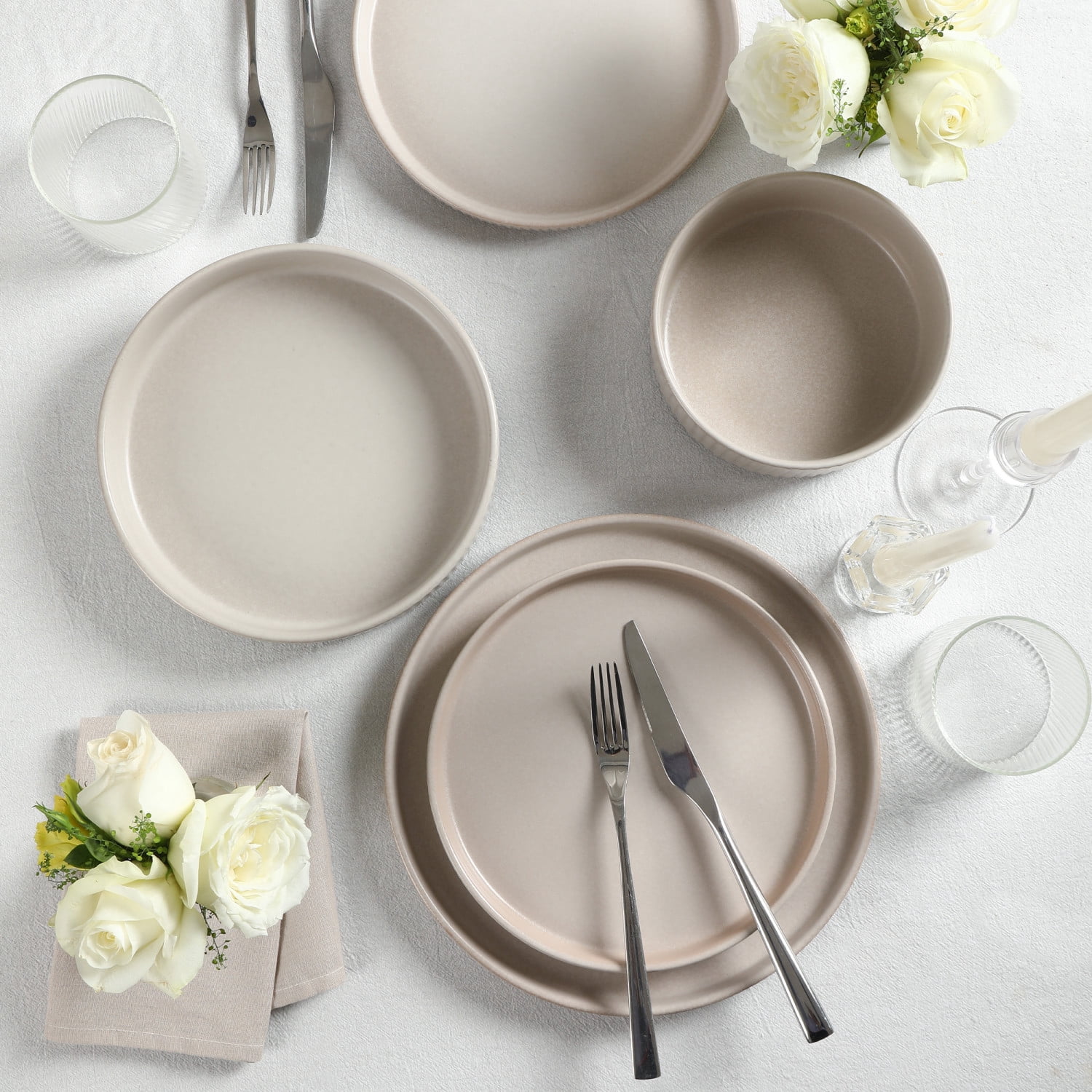 Stone Lain Haven 32-Piece Dinnerware Set Stoneware, Beige