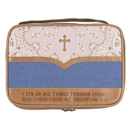 Dicksons Paisley Bandana - I Can Do All Things, Philippians 4:13, Multicolor 11.5 x 8.5 Inch Polyester Soft Shell Zipper Bible Case Cover