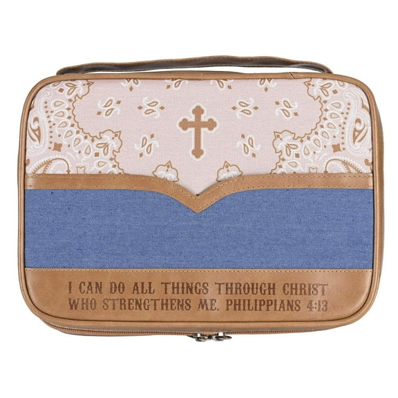 Dicksons Paisley Bandana - I Can Do All Things, Philippians 4:13, Multicolor 11.5 x 8.5 Inch Polyester Soft Shell Zipper Bible Case Cover