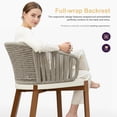 thumbnail image 3 of PURPLE LEAF Outdoor Rattan Bar Height Stools Set of 2 Modern Patio Metal Wicker Barstools Boho Aluminum Woven Bar Chairs with Wraparound Arm Backrest for Kitchen Island Garden Indoor Teak, 3 of 9