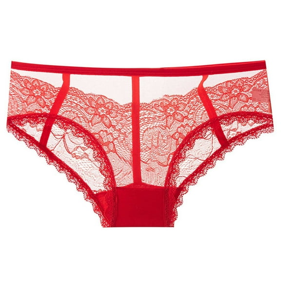 Arnsht Lace Panties for Women Cheeky Underwear Lingerie Crossover Strappy Hollow Out See Through Low Rise Thong Panty Red XL