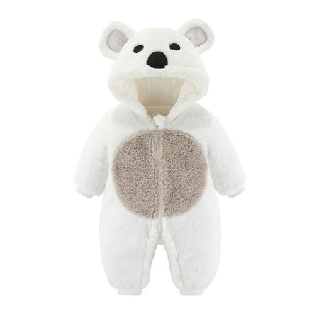 

REORIAFEE Newborn Infant Flower Clothes Fall Clothes Plush Bear Ears Thick Warm Jumpsuit Floral Romper Infant Romper Petite Jumpsuits Active Romper Cute Clothes White 9-12 Months