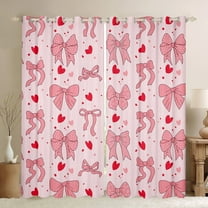 Manfei Cartoon Bowtie Loves Blackout Curtains,Bow Bowknot Curtains Pack of 2 (38x45 Each),Pink Red Window Curtains For Girl,Microfiber Room Decor