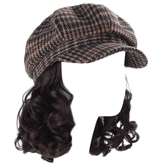 ZPAQI Fashionable Wigs Hat with Attached Wavy Hair Hat Time Saving Hair Accessory