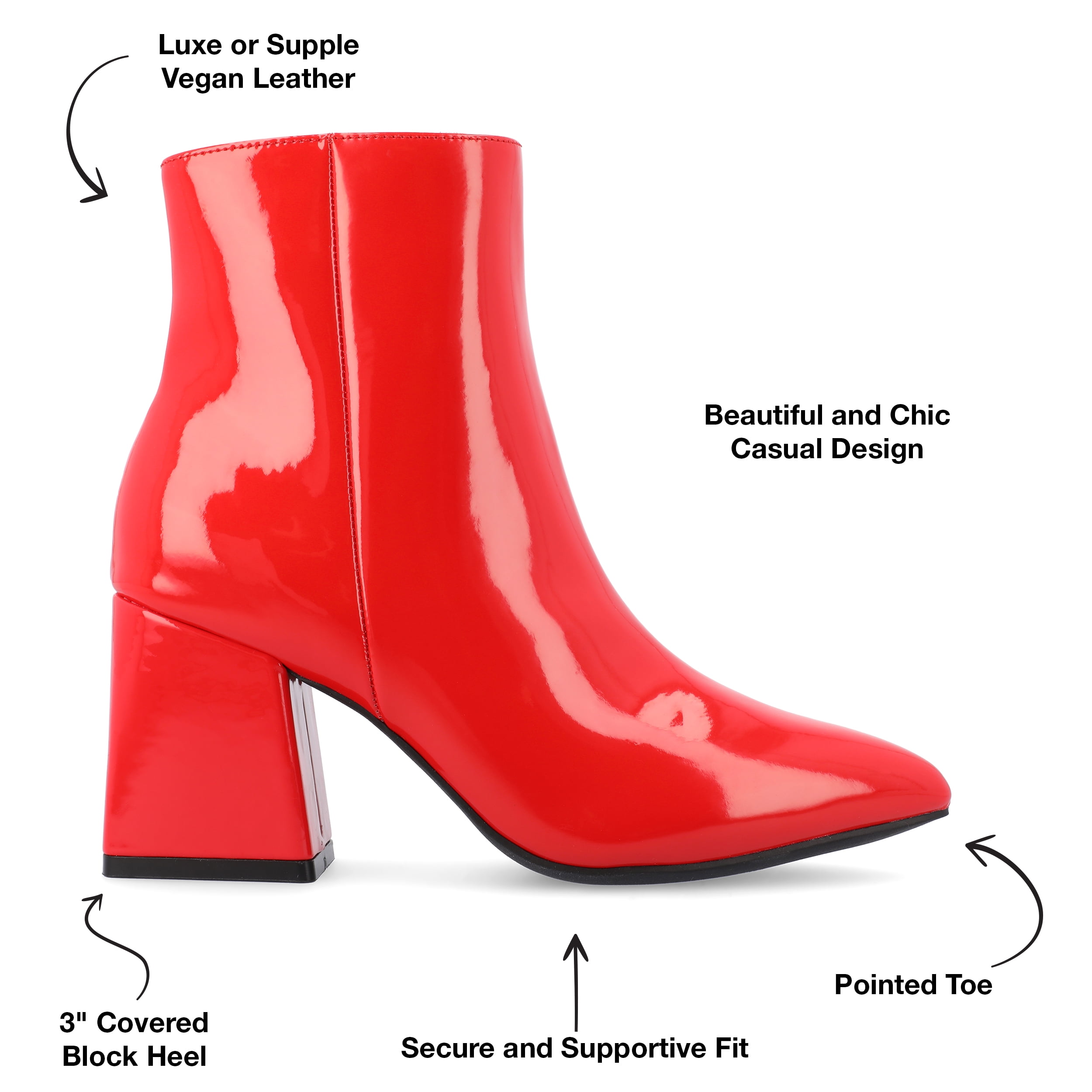 Journee Womens Sorren Covered Block Heel Pointed Toe Booties