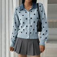 thumbnail image 5 of Endives Cardigan Sweaters for Women Denim Collar Button-Front Ribbed Knit Cardigan Sweater Long Sleeve Casual Fall Top M, 5 of 6
