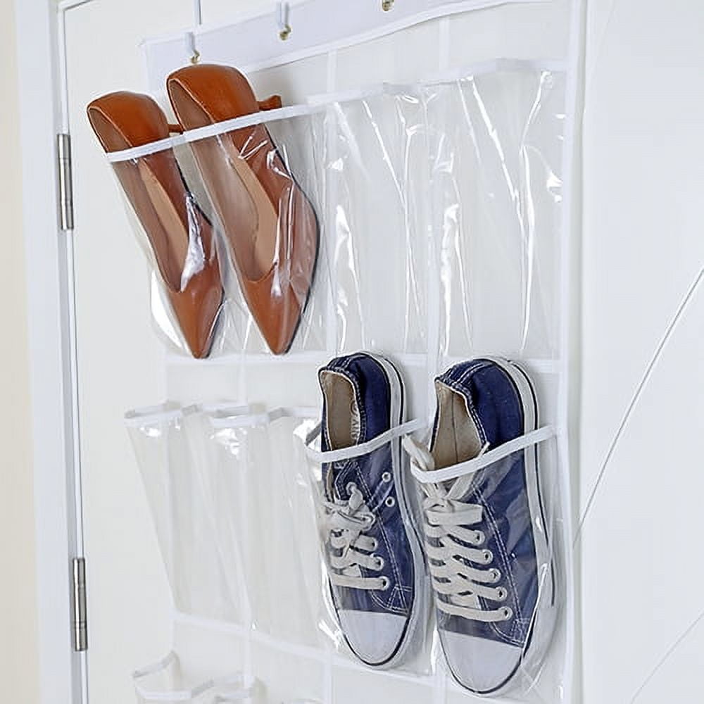 Aotuno Over The Door Shoe Organizer - 24 Reinforced Pockets(gray).