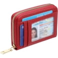 thumbnail image 1 of Wallet Women RFID Blocking Leather Small Compact Zip-Around Credit Card Holder with ID Window & Zipper Pocket,Red, 1 of 2