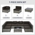 thumbnail image 3 of Outsunny 7-Piece Outdoor Wicker Patio Sofa Set, Modern Rattan Conversation Furniture Set with Cushions, Pillows and Tea Table, 3 of 11