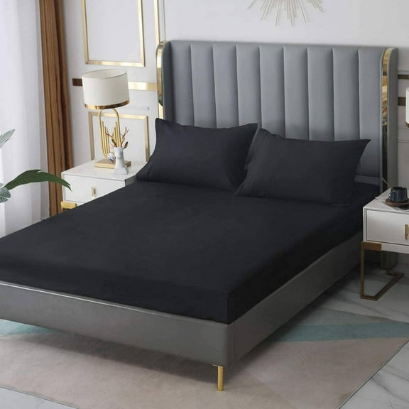 Alive Pixels Pillow Covers Black Solid 100% Cotton 2Pc 1000TC