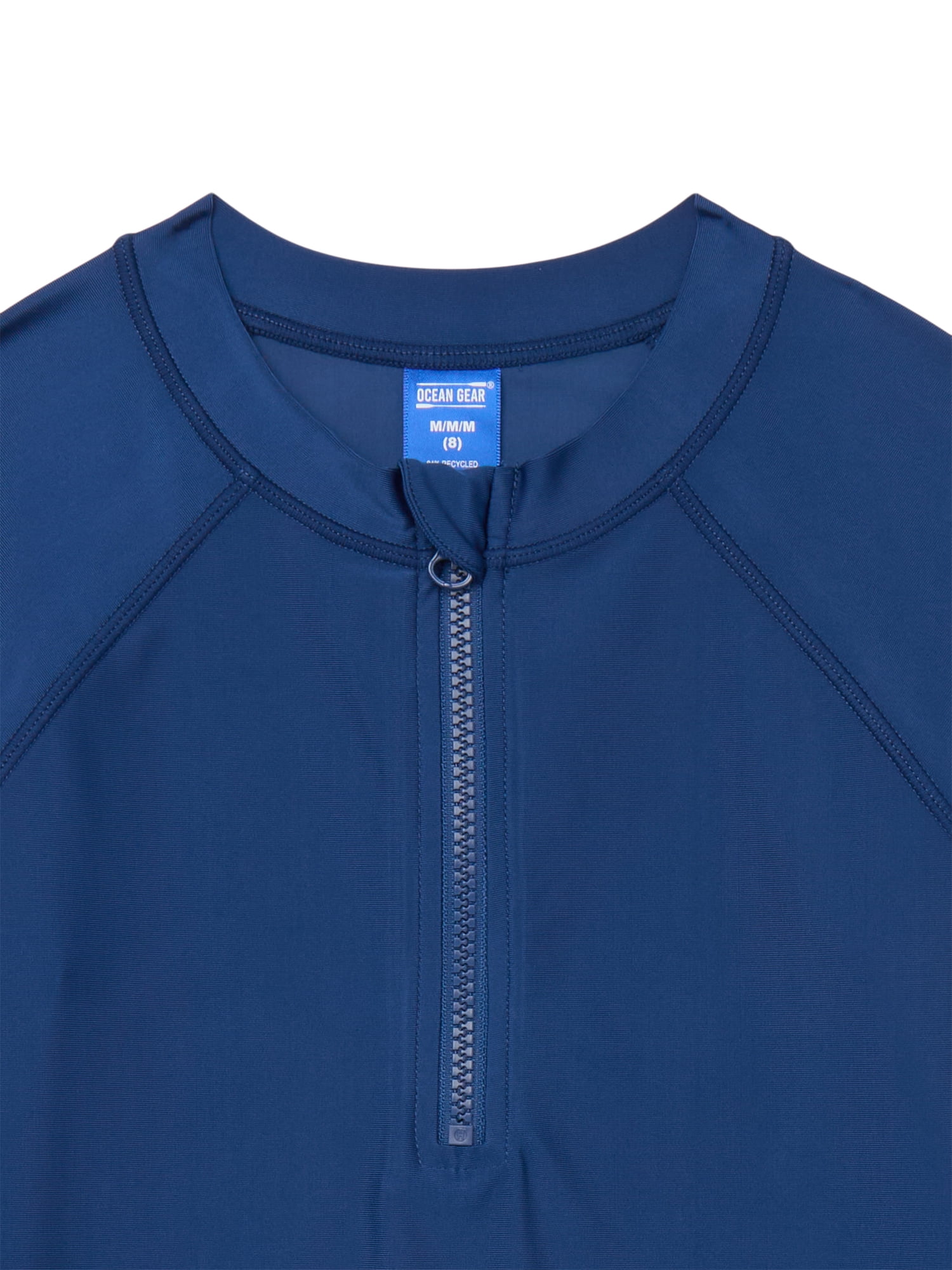 Ocean Gear Boys Quarter Zip Rash Guard with Long Sleeves, Sizes 4-18