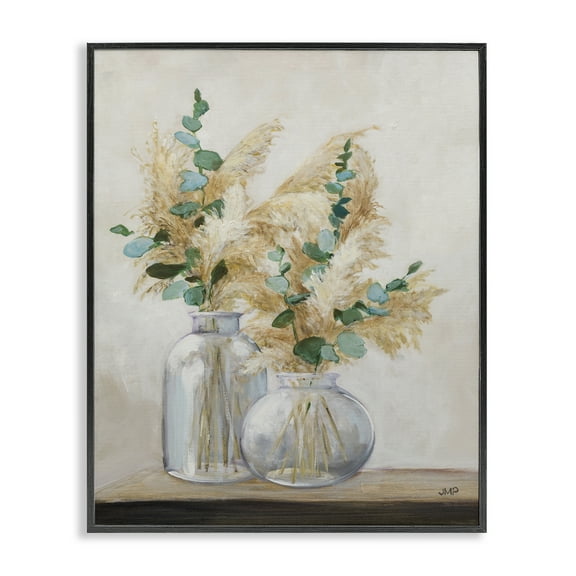 Stupell Industries Pampas & Herbs Vase Botanical & Floral Painting Black Framed Art Print Wall Art, 11 x 14