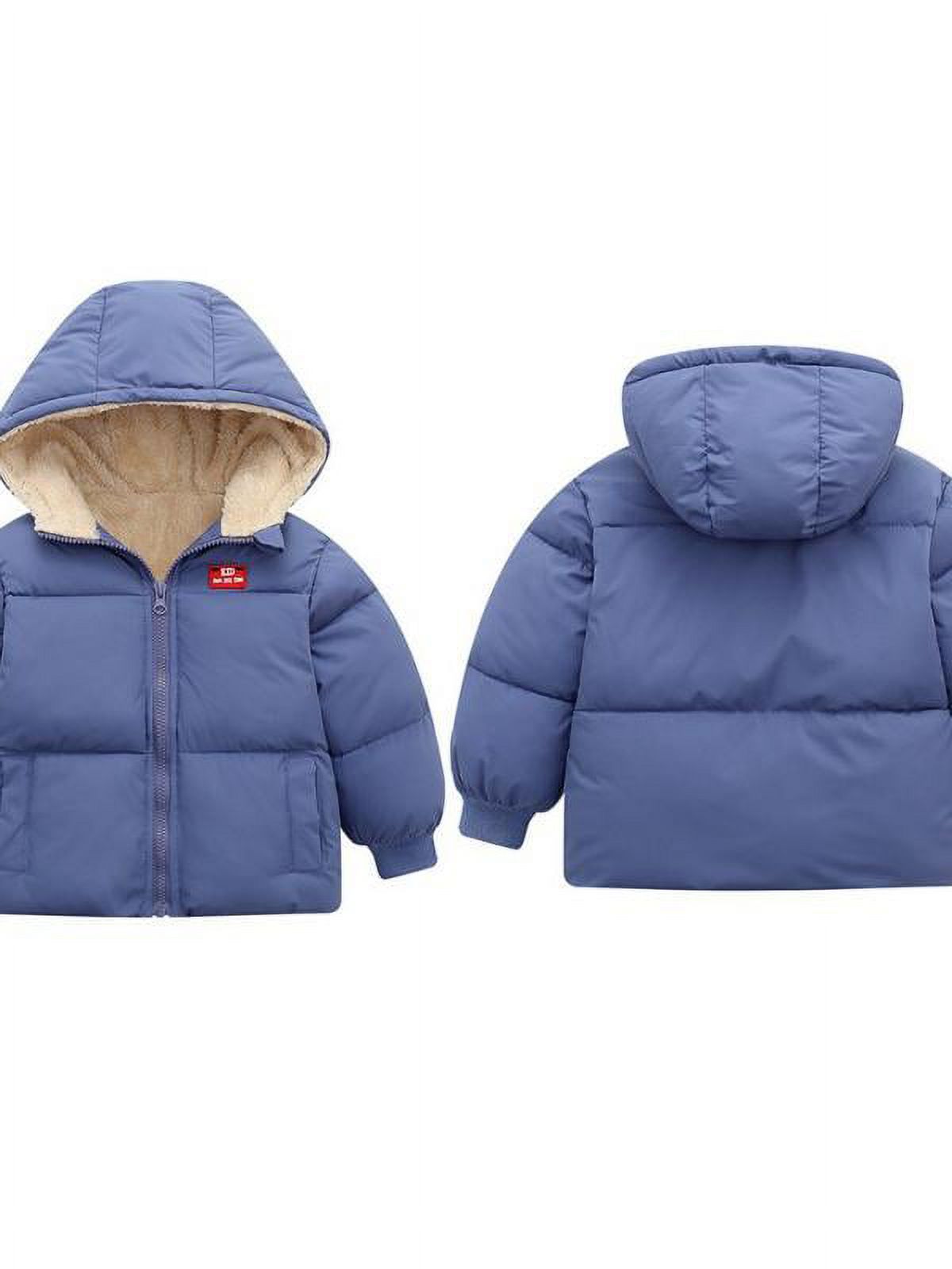 Topumt Boys Girls Hooded Down Jacket Winter Warm Fleece Coat Windproof Zipper Puffer Outerwear 1-6T - image 3 of 3