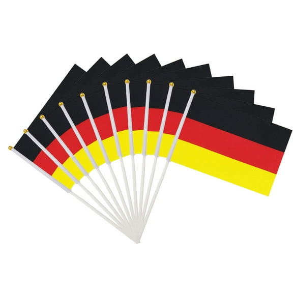 VerPetridure German Hand Wave Flag 10Pcs Holding A Small Flag On A Stick Sports Club Fans Festival Activities Hand Flags