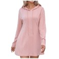 thumbnail image 2 of FcBaudy Robe à Capuche, Robes de Printemps pour Femmes, Robes pour Femmes Mode Robe Décontractée à Manches Longues pour Femmes Robe Unie de Sortie Robe à Capuche Robe pour Femme, 2 of 7