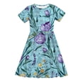 thumbnail image 4 of LOVZFMLL Robe d'Été Unie à Manches Courtes Col Rond en Maille Princesse Robe de Mariage pour Enfants, 4 of 8