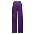 thumbnail image 5 of JWZUY Women's Elastic High Waisted Wide Leg Palazzo Pants Loose Casual Pleated Chiffon Trousers Purple M, 5 of 5