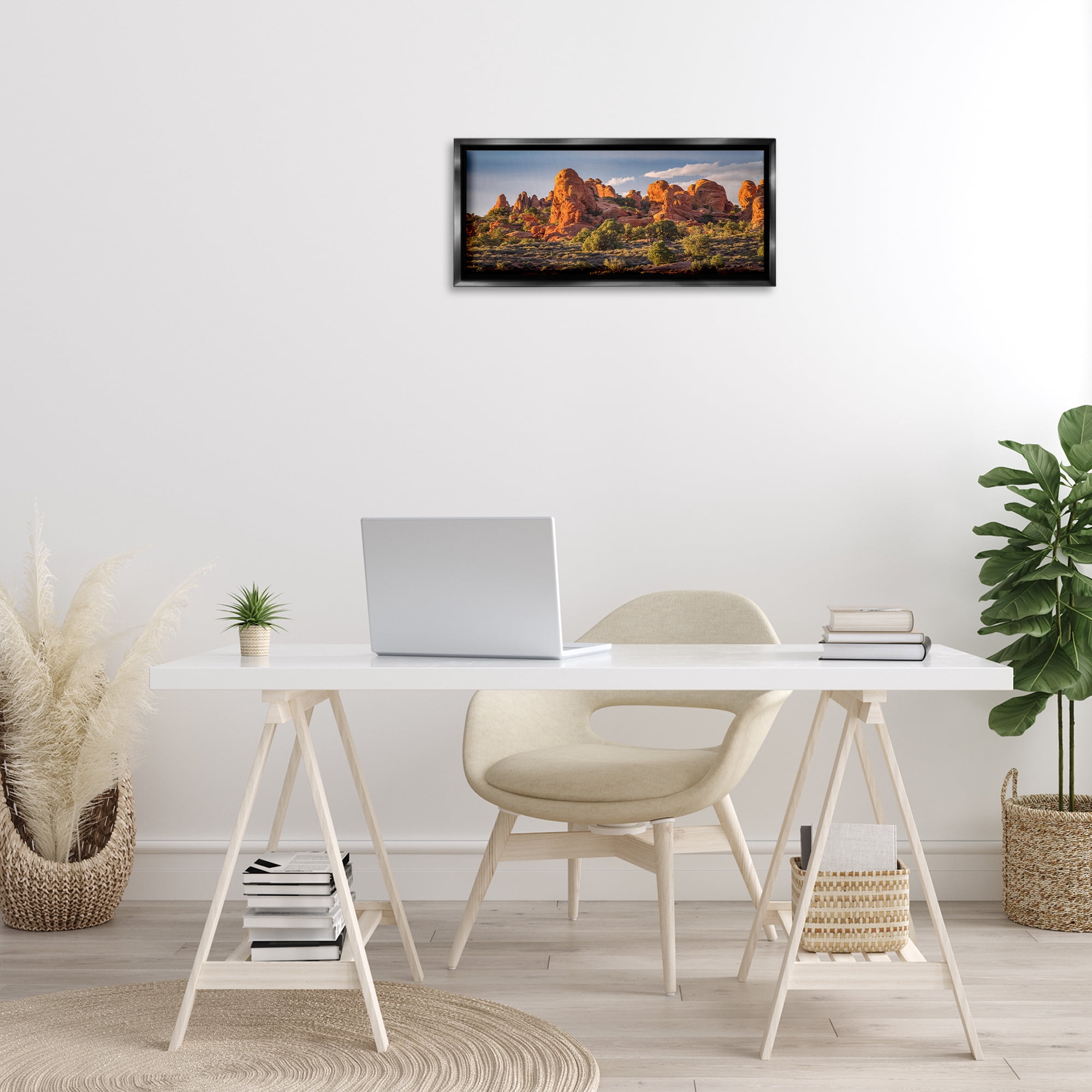 Stupell Industries Pointed Canyon Buttes Landscape & Nature Photography Black Floater Framed Canvas Art Print Wall Art, 25 x 11