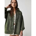thumbnail image 5 of Women'S City Denim Jacket-Long Sleeve Oversized Boyfriend Style Jean Jacket with Button Up Front Army Green M, 5 of 7