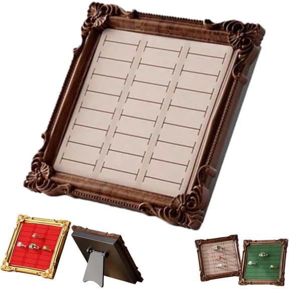 Ring Holder Frame - Jewelry Display Tray with 24 Slots, Elegant Organizer for Wedding Rings and Photography