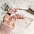 thumbnail image 4 of Opvise Blue Light Blocking Glasses Unisex Retro Clear View Strong Hinge Transparent with Brim Eye Protection Clear Bluelight Glasses Spectacles Clear, 4 of 8