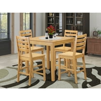 East West Furniture PBCF5-OAK-W Counter Height High Top Table & 4 Chairs, Oak