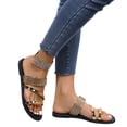 thumbnail image 4 of Taylonsss Women's Rhinestone Decorated Metallic Straps Open-Toe Flat Sandals for Spring Summer Casual Comfortable Plus Size Versatile Daily Wear, 4 of 8