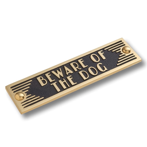 The Metal Foundry Beware of The Dog Metal Door Sign. Art Deco Style Home Décor Accessories Door Or Wall Brass Plaque. Handmade in England.