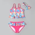 thumbnail image 2 of Girls Swimsuits 2 Piece Beach Tankini Swimwear Striped Ruffle Kids Bathing Suits Girls 4-5 Years, 2 of 5