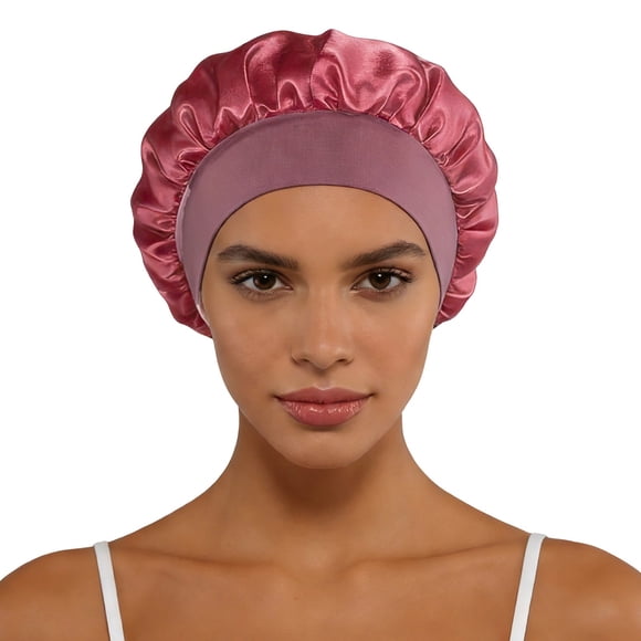Classic Solid Satin Wide Brim Hat for Fashionable Sleep cap Travel Sun and Home Casual Wear