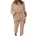 thumbnail image 1 of Mujeres Casual Verano Sólido Manga larga Tops y pantalones largos Conjunto de dos piezas Traje Wmkox8yi  bvn2658, 1 of 9