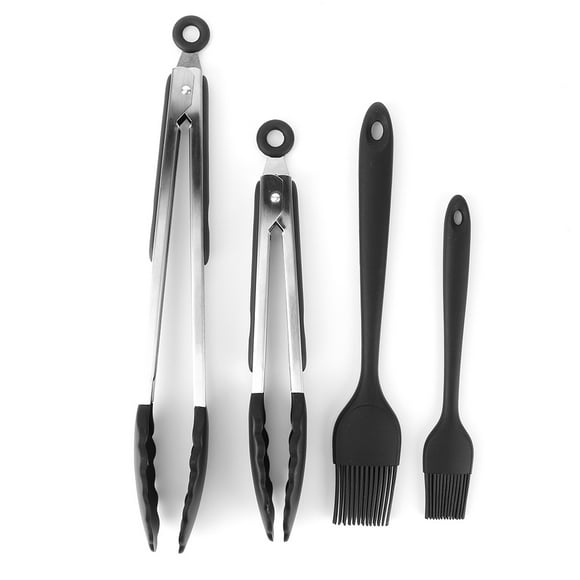 ZOUSSIQI Stainless Steel Food Clip Clamp BBQ Buffet Serving Tong Silicone Oil Brush Kitchen Utensil JU316-34268