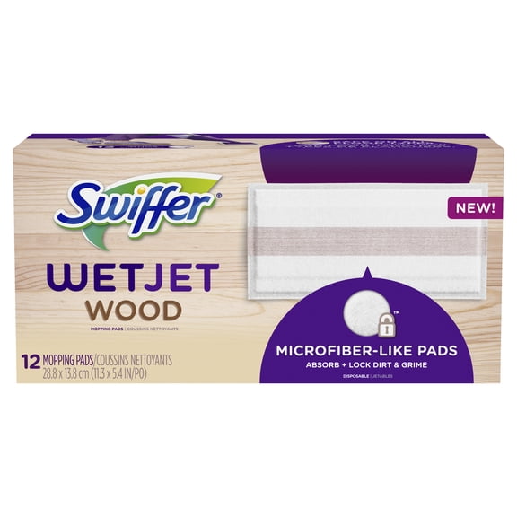Swiffer WetJet Wood Mop Pad Refill, Fresh Scent, 12 Ct