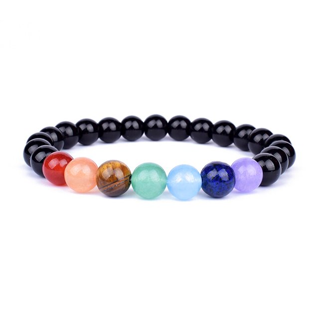 Pulseras y brazaletes de Chakra de piedra Natural para hombres, pulsera de equilibrio de Yoga, abalorio Ojo de Tigre, Nueva joyería de oración de Buda