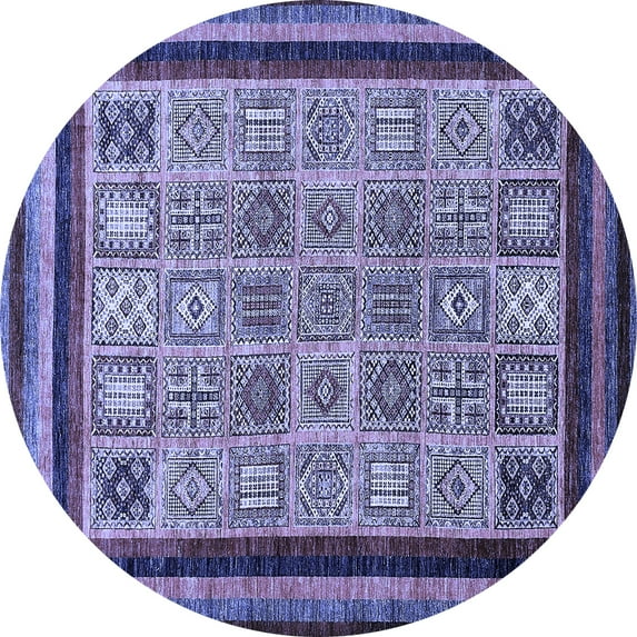 Ahgly Company Indoor Round Abstract Blue Modern Area Rugs, 6' Round