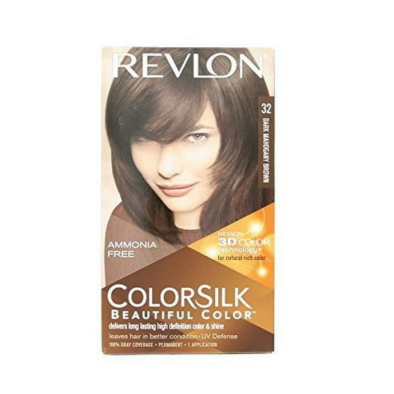 Revlon ColorSilk Hair Color [32] Dark Mahogany Brown 1 ea Pack of 4