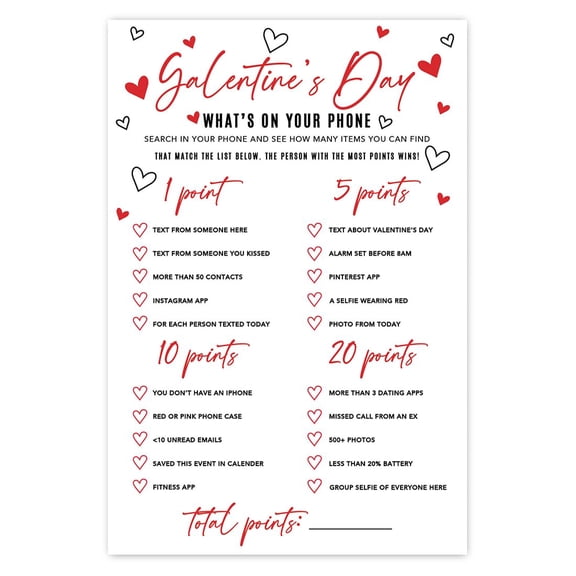 Koyal Wholesale What’s On Your Phone Galentine’s Day Game Cards, Girls Night Fun, 24-Pack