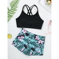 thumbnail image 4 of MSemis Kids Girls 2Pcs Workout Sports Outfit Crop Top Boyshorts Tracksuits, 4 of 5