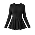 thumbnail image 6 of QIYAGBSA Peplum Sweaters for Women Ribbed Knit Long Sleeve Crew Neck Fitted Flared Hem Solid Color Casual Fall Pullover for Office Work and Weekend Outfits, 6 of 7